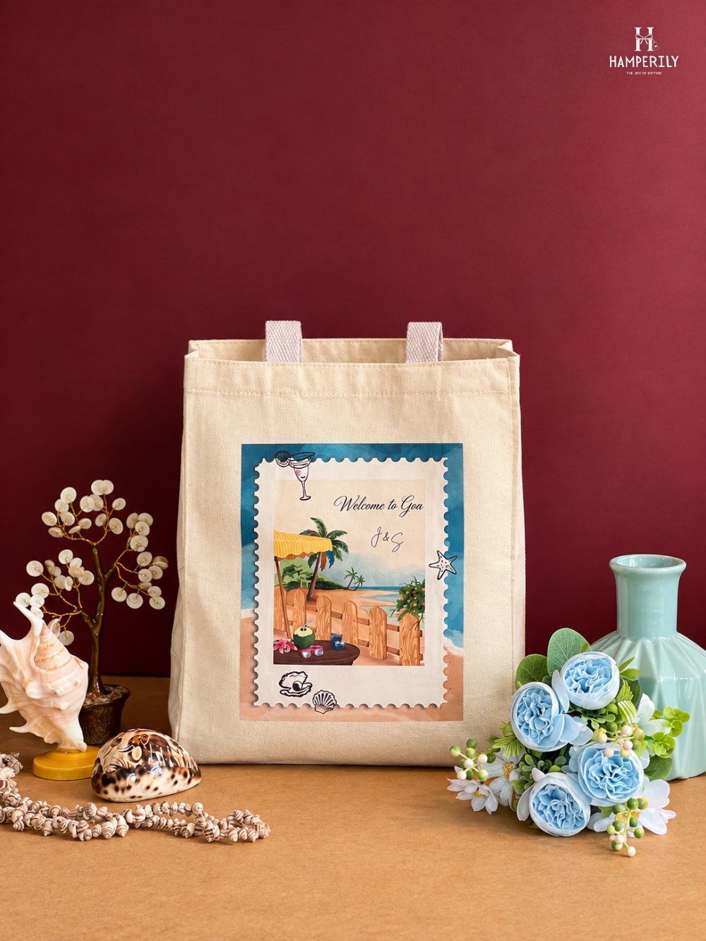Welcome to Goa personalised tote bag, J&S wedding
