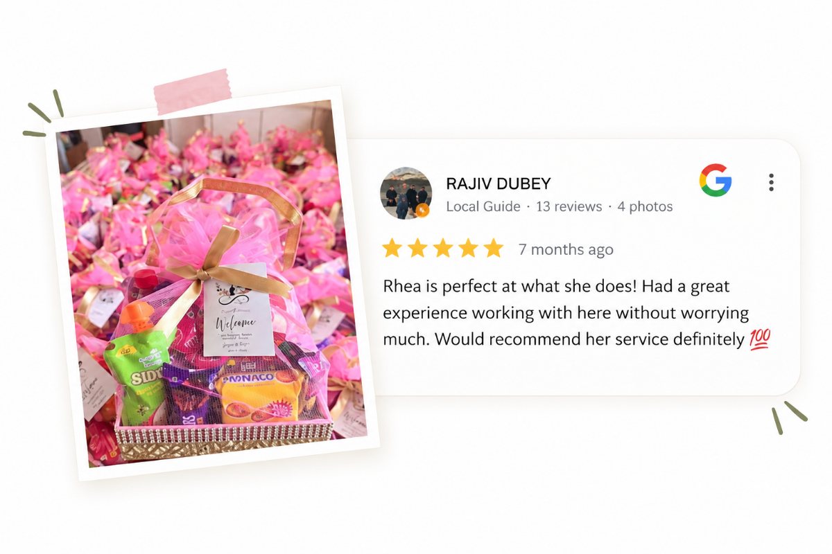 5-star Google review by Rajiv Dubey: Rhea is perfect at what she does! Had a great experience working with here without worrying much. Would recommend her service definitely.